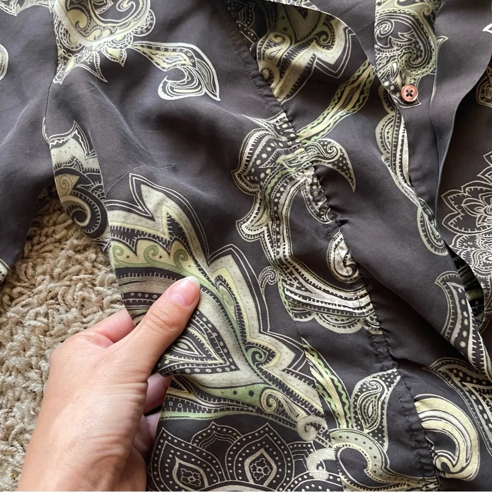 Ann Taylor Black Paisley-Print Blazer with Cream & Green Accents - Picture 4 of 7